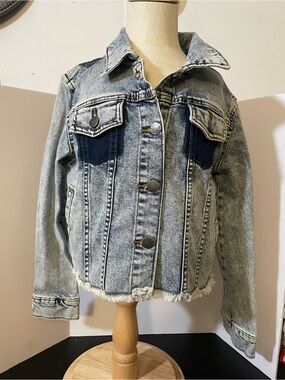 Treasure & Bond Acid-Wash Denim Jacket in Faded Blue